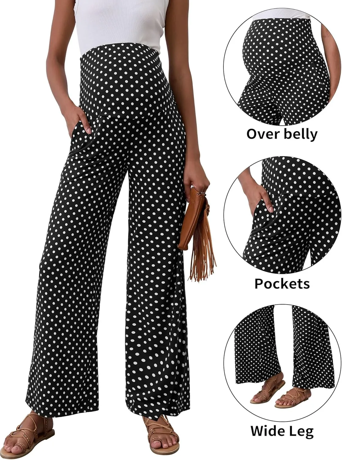 Peauty Buttery Soft Maternity Palazzo Pants Over The Belly, Wide Leg High Waisted Pregnancy Yoga-Pants(S-3XL)