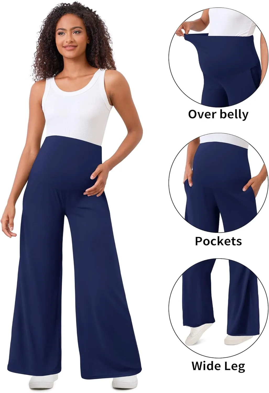 Peauty Buttery Soft Maternity Palazzo Pants Over The Belly, Wide Leg High Waisted Pregnancy Yoga-Pants(S-3XL)