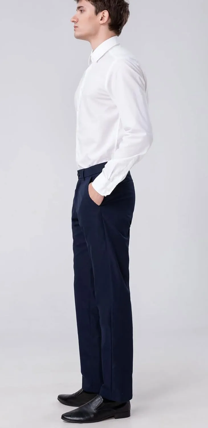 Plaid&Plain Men's Dress Pants Straight Fit Stretch Khaki Pants Wrinkle Free