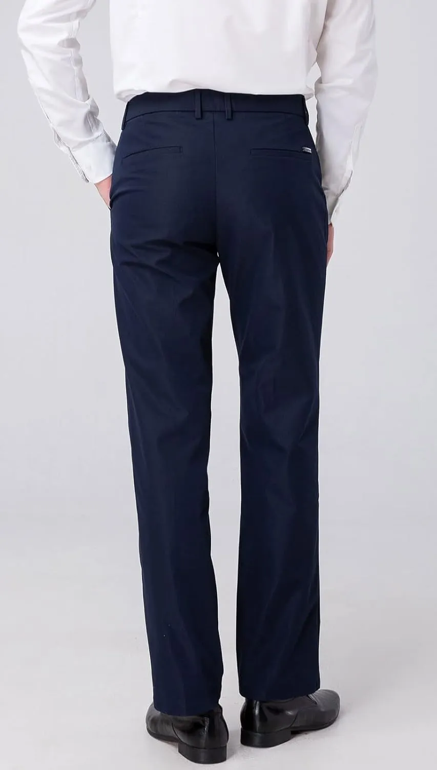 Plaid&Plain Men's Dress Pants Straight Fit Stretch Khaki Pants Wrinkle Free