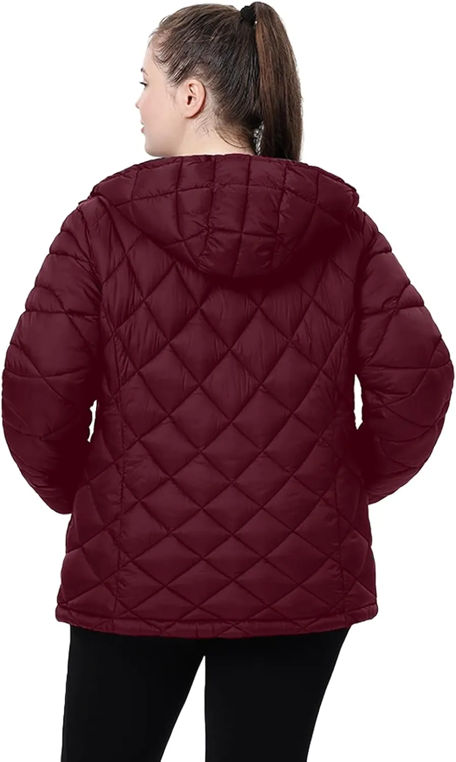 Plus Size Women's Packable Puffer Jacket 1X-5X Water-Resistant Lightweight Winter Coat(Exclusively for Plus Size)