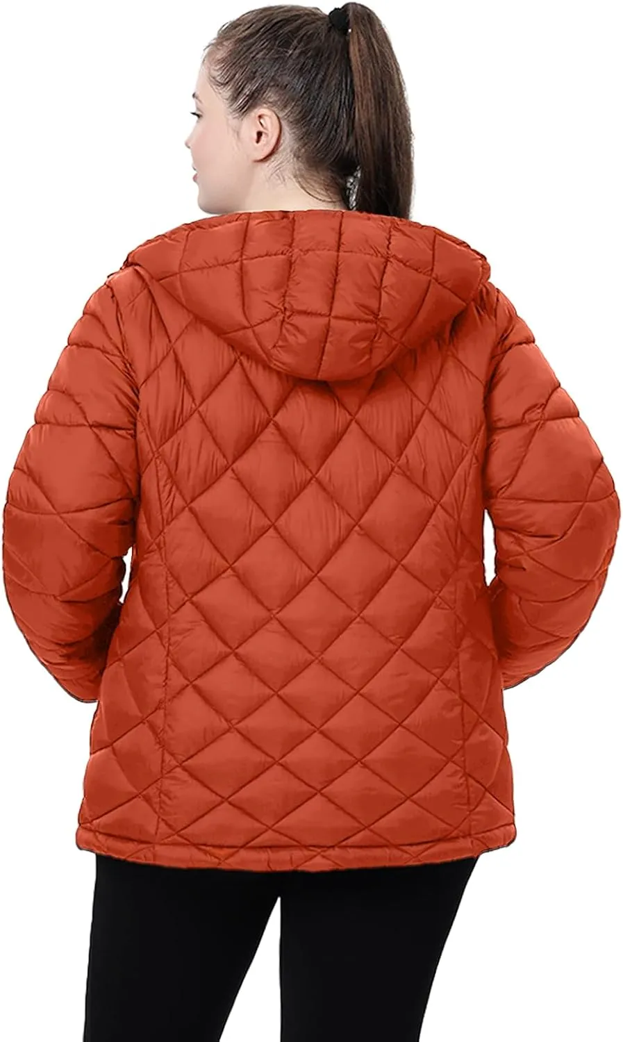 Plus Size Women's Packable Puffer Jacket 1X-5X Water-Resistant Lightweight Winter Coat(Exclusively for Plus Size)