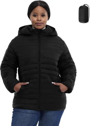 Plus Size Women's Packable Puffer Jacket 1X-6X Water-Resistant Lightweight Winter Coat(Exclusively for Plus Size)
