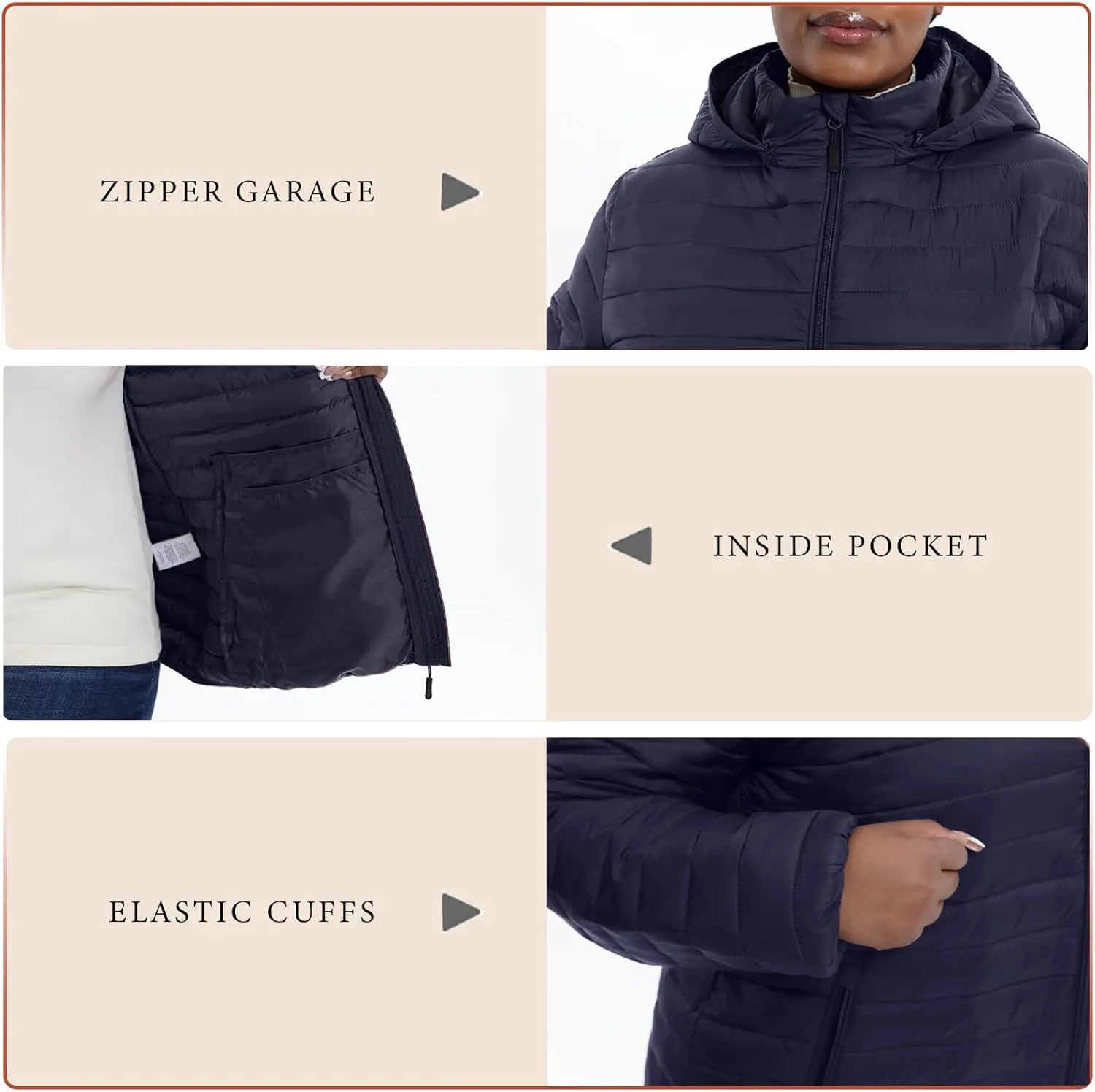 Plus Size Women's Packable Puffer Jacket 1X-6X Water-Resistant Lightweight Winter Coat(Exclusively for Plus Size)