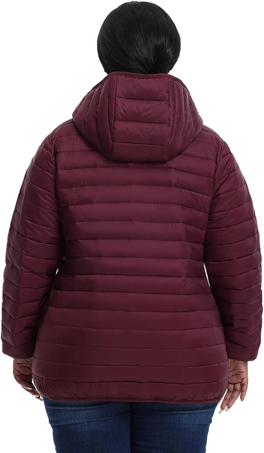 Plus Size Women's Packable Puffer Jacket 1X-6X Water-Resistant Lightweight Winter Coat(Exclusively for Plus Size)