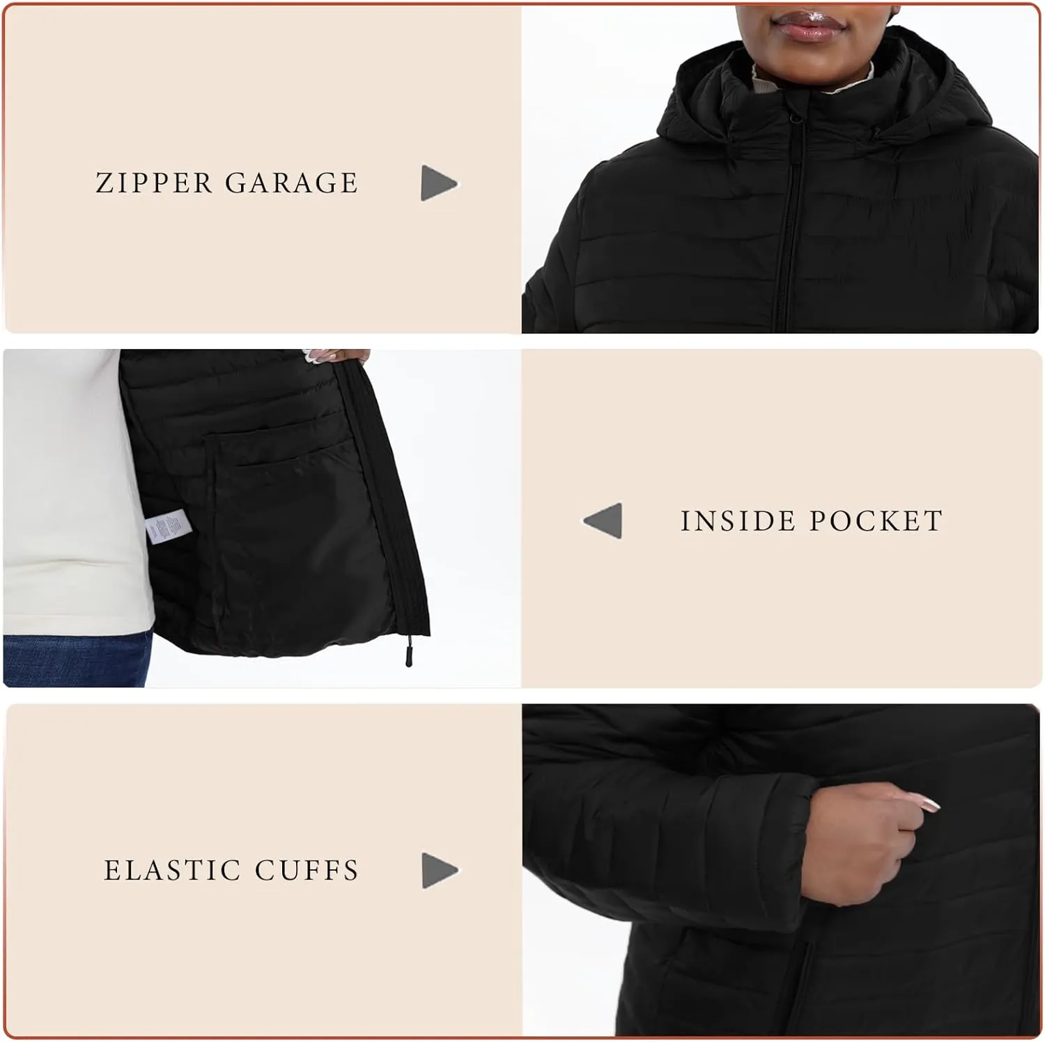 Plus Size Women's Packable Puffer Jacket 1X-6X Water-Resistant Lightweight Winter Coat(Exclusively for Plus Size)