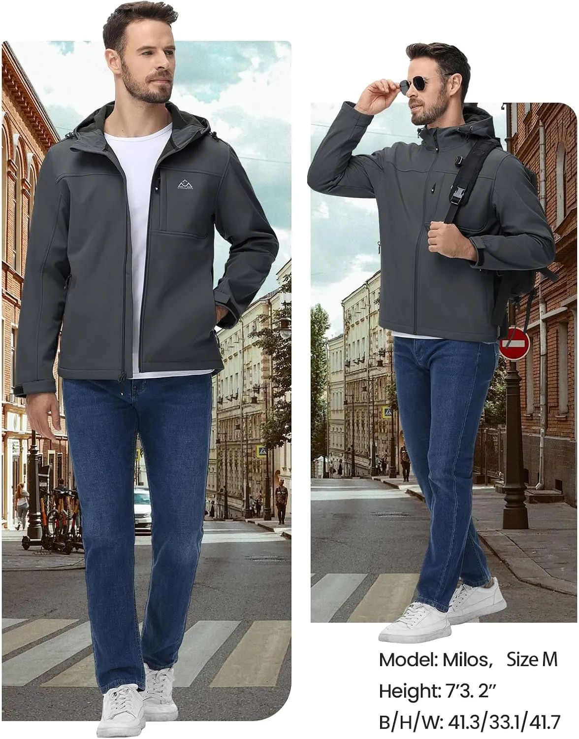 Rdruko Men's Winter Jackets Fleece Lined Hooded Water Resistant Insulated Windbreaker Softshell Jacket for Outdoor Hiking