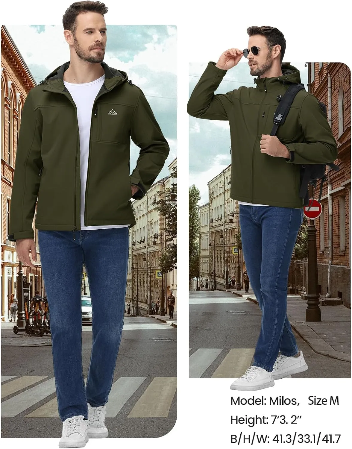 Rdruko Men's Winter Jackets Fleece Lined Hooded Water Resistant Insulated Windbreaker Softshell Jacket for Outdoor Hiking