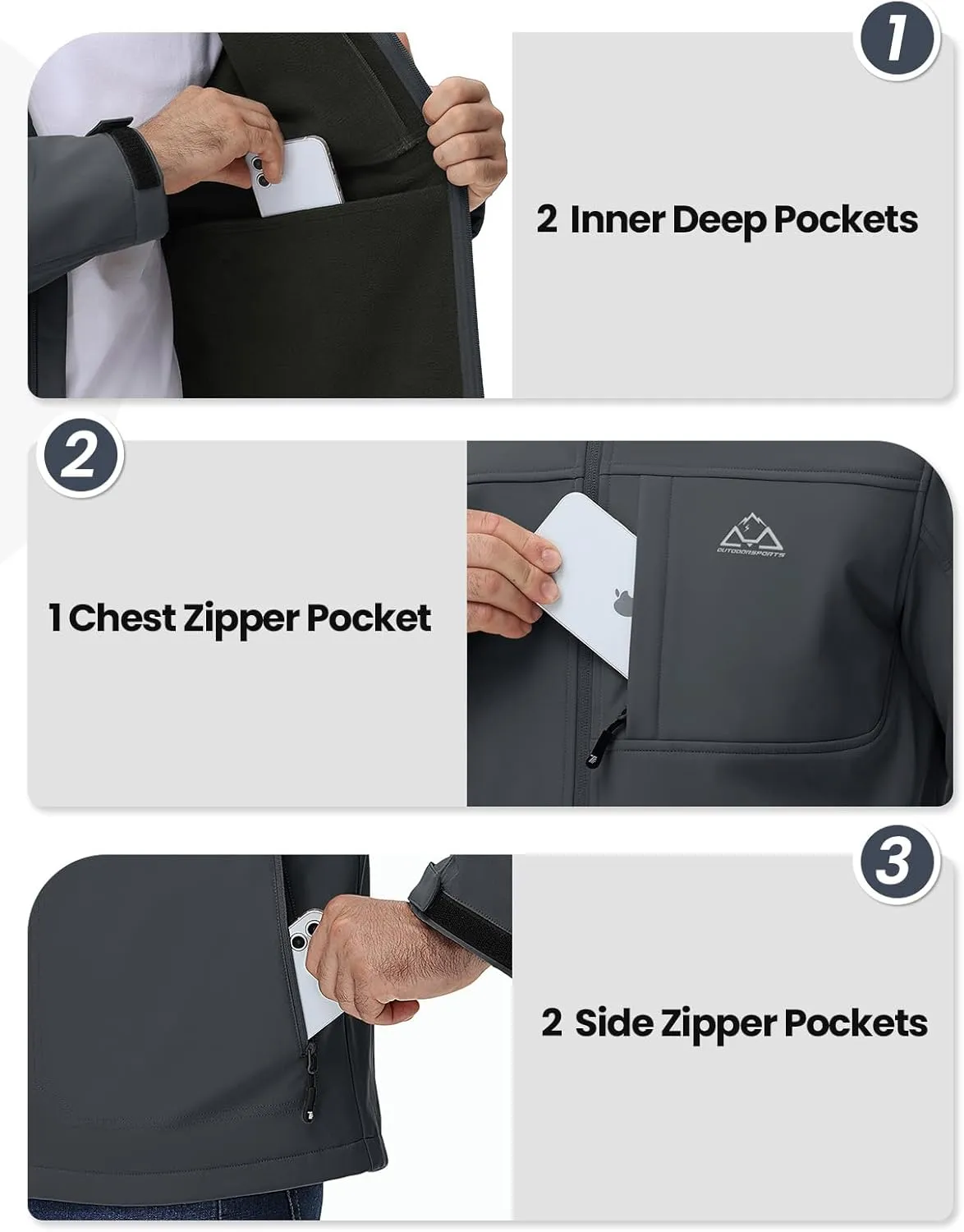 Rdruko Men's Winter Jackets Fleece Lined Hooded Water Resistant Insulated Windbreaker Softshell Jacket for Outdoor Hiking