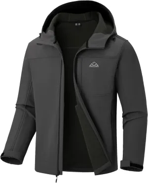Rdruko Men's Winter Jackets Fleece Lined Hooded Water Resistant Insulated Windbreaker Softshell Jacket for Outdoor Hiking