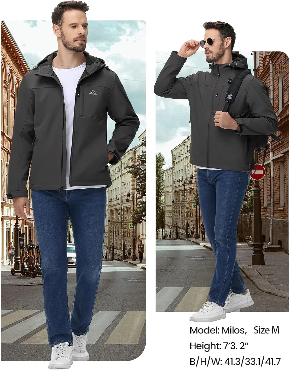 Rdruko Men's Winter Jackets Fleece Lined Hooded Water Resistant Insulated Windbreaker Softshell Jacket for Outdoor Hiking