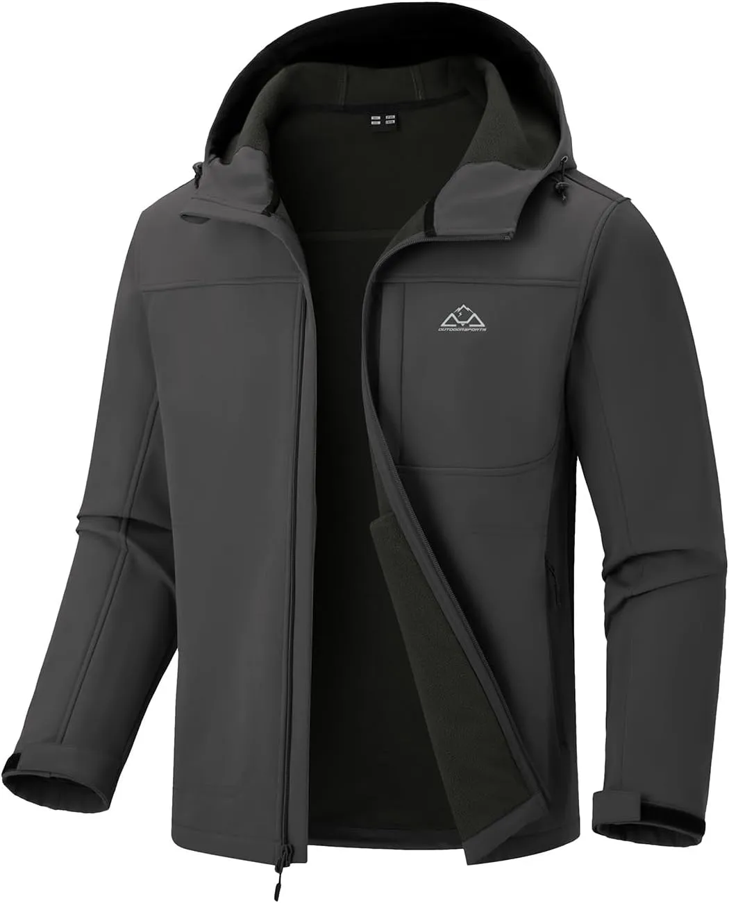 Rdruko Men's Winter Jackets Fleece Lined Hooded Water Resistant Insulated Windbreaker Softshell Jacket for Outdoor Hiking