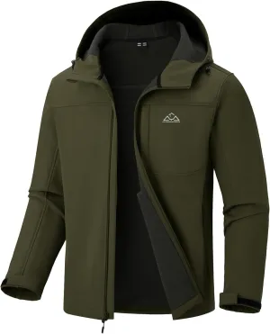 Rdruko Men's Winter Jackets Fleece Lined Hooded Water Resistant Insulated Windbreaker Softshell Jacket for Outdoor Hiking