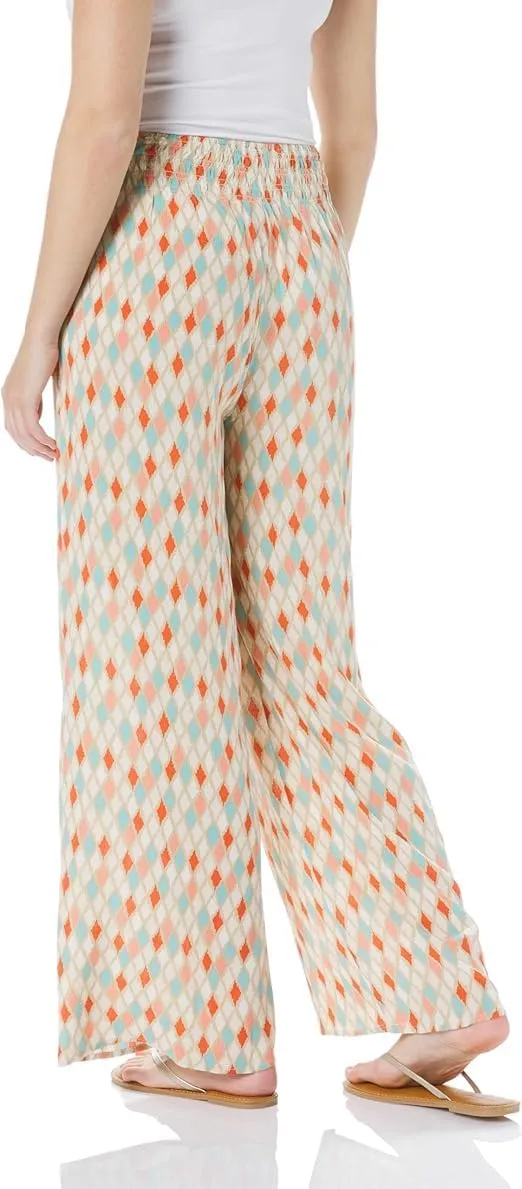 SLIM-SATION Women's Elastic Shirred Waist Pull on Wide Leg Pant