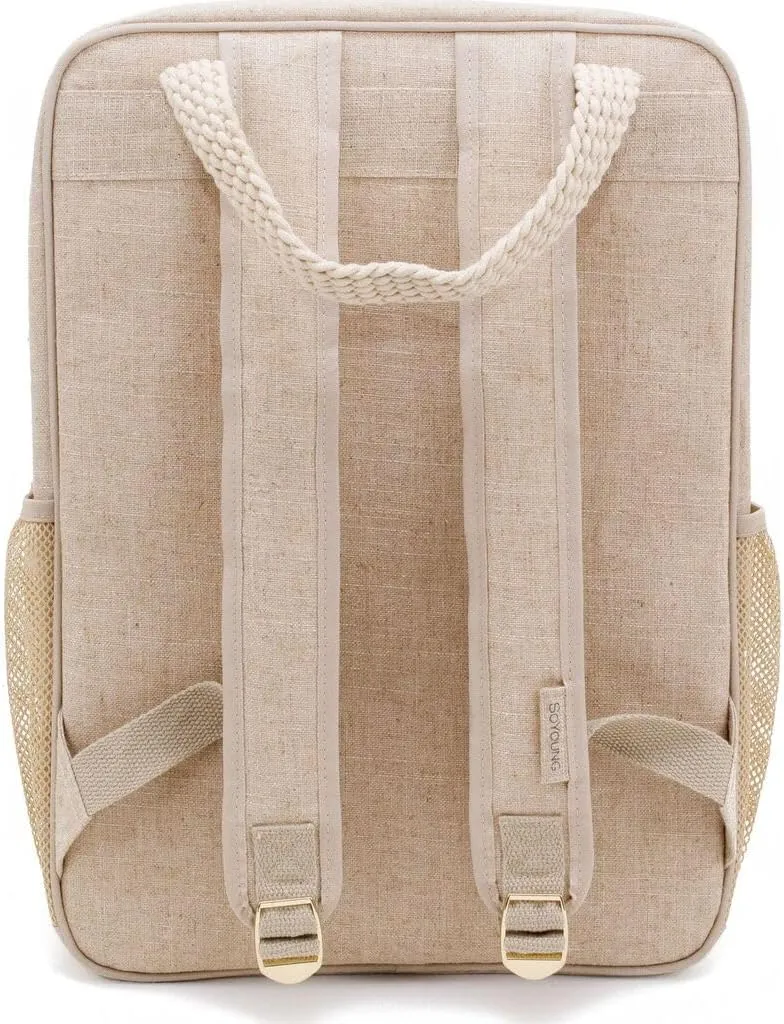 SoYoung All-Day Backpack - Aesthetic Backpack for Travel, Gym & Work, Lightweight Design with Laptop Sleeve & Water Bottle Pockets, Linen/Cotton Fabric - Ecru