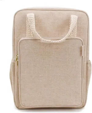 SoYoung All-Day Backpack - Aesthetic Backpack for Travel, Gym & Work, Lightweight Design with Laptop Sleeve & Water Bottle Pockets, Linen/Cotton Fabric - Ecru