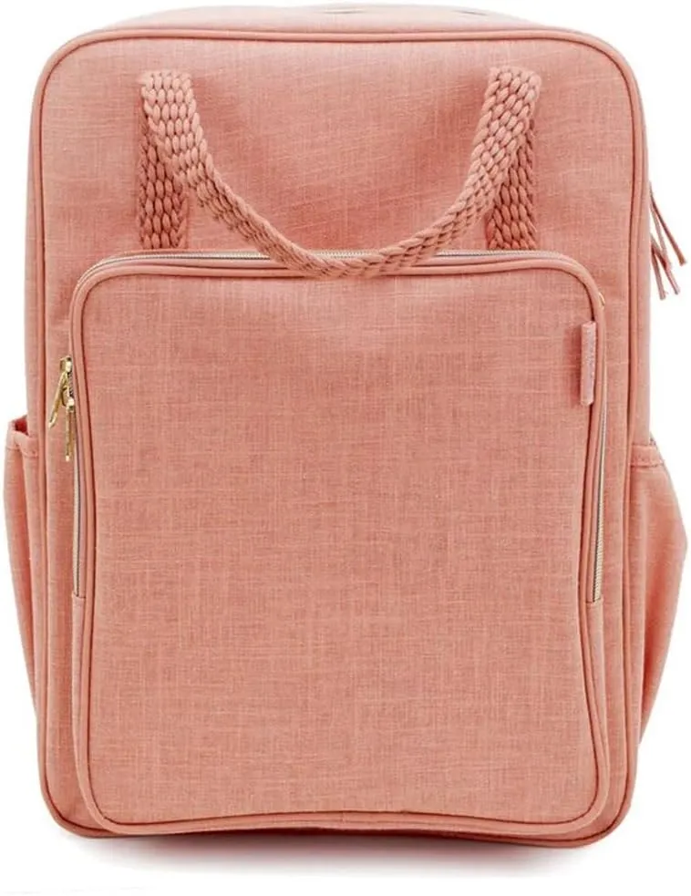 SoYoung All-Day Backpack - Aesthetic Backpack for Travel, Gym & Work, Lightweight Design with Laptop Sleeve & Water Bottle Pockets, Linen/Cotton Fabric - Muted Clay