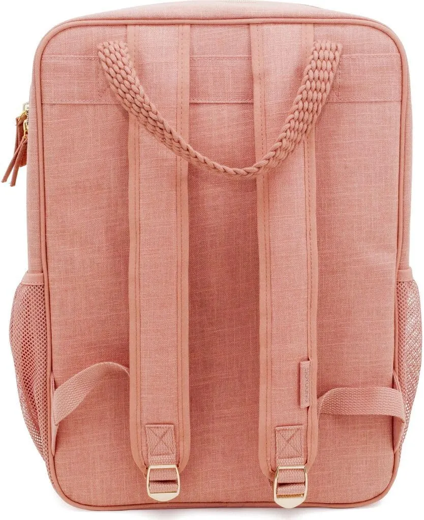 SoYoung All-Day Backpack - Aesthetic Backpack for Travel, Gym & Work, Lightweight Design with Laptop Sleeve & Water Bottle Pockets, Linen/Cotton Fabric - Muted Clay