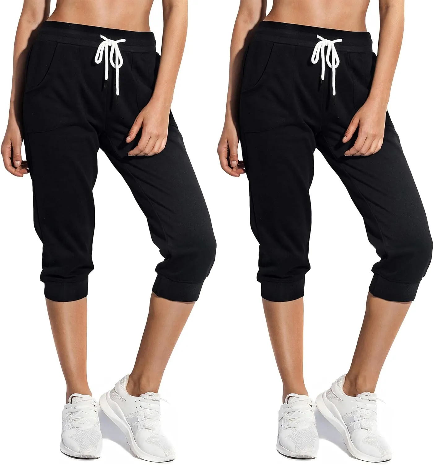 SPECIALMAGIC Women's Sweatpants Capri Pants Cropped Jogger Running Pants Lounge Loose Fit Drawstring Waist with Side Pockets