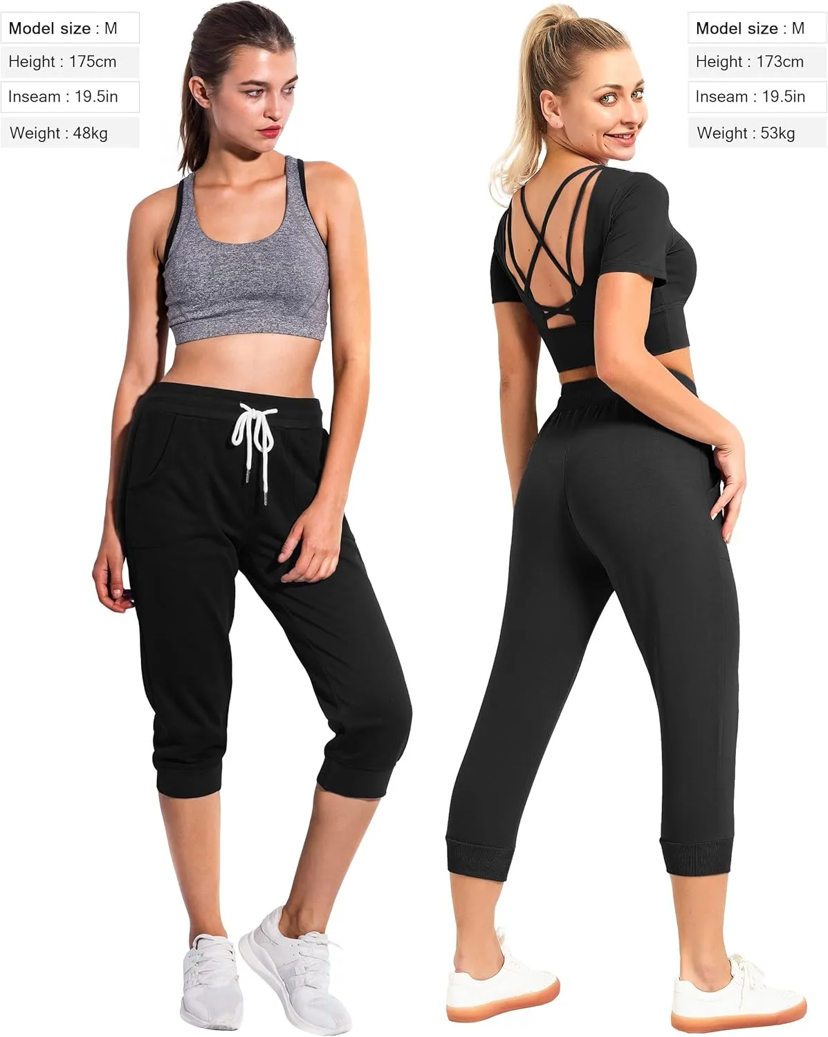 SPECIALMAGIC Women's Sweatpants Capri Pants Cropped Jogger Running Pants Lounge Loose Fit Drawstring Waist with Side Pockets