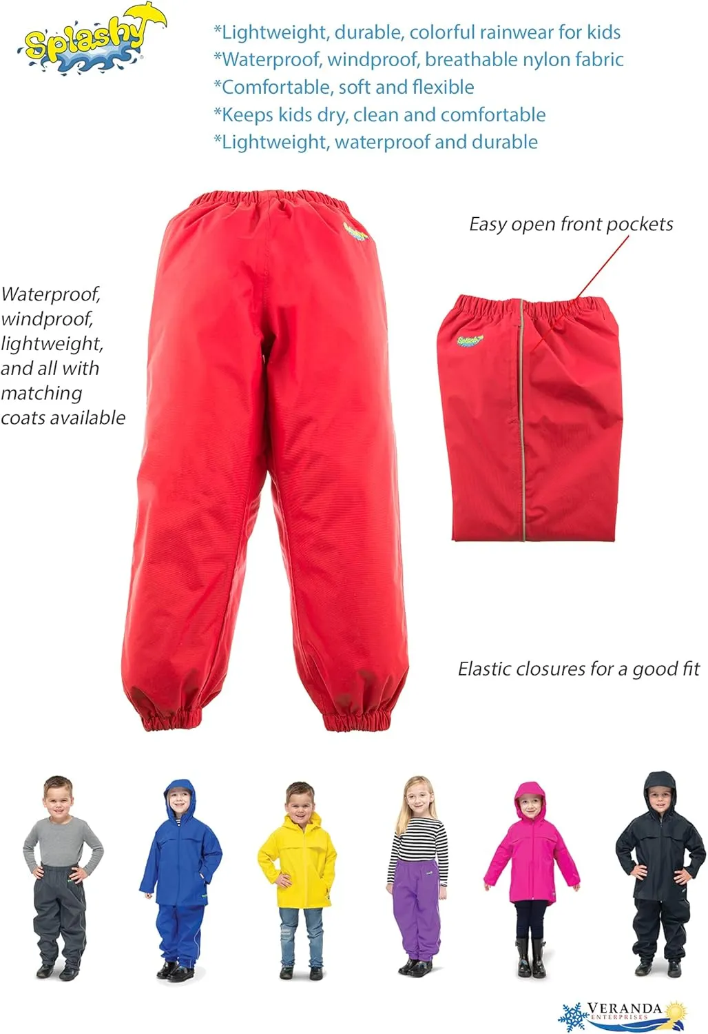 Splashy Waterproof Rain Pants for Kids