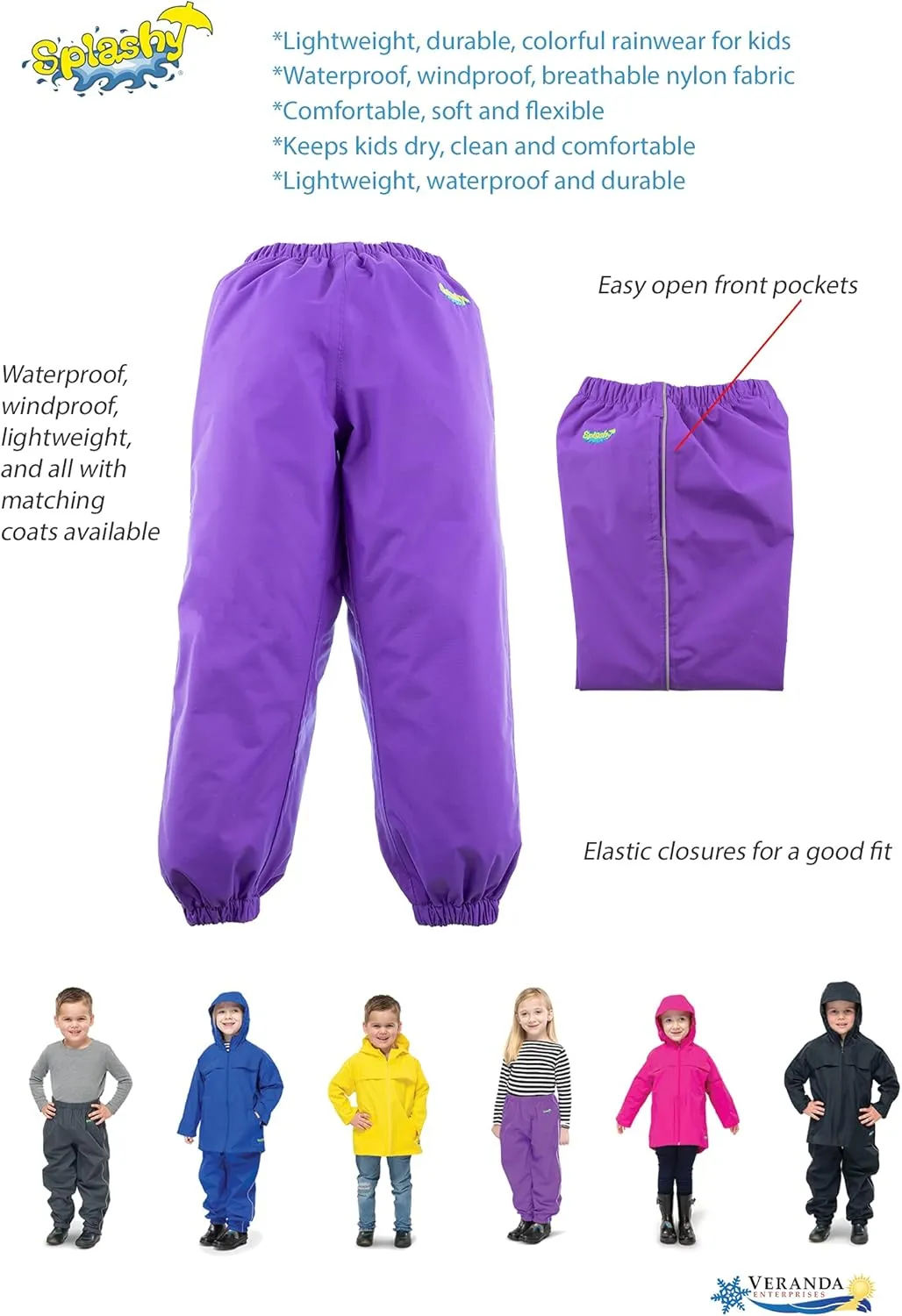 Splashy Waterproof Rain Pants for Kids