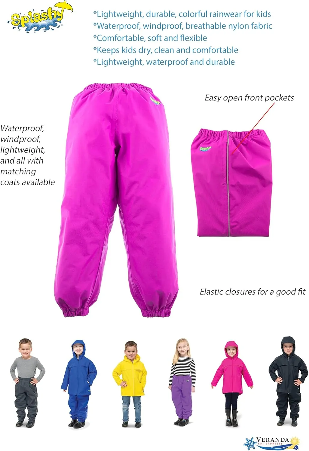 Splashy Waterproof Rain Pants for Kids