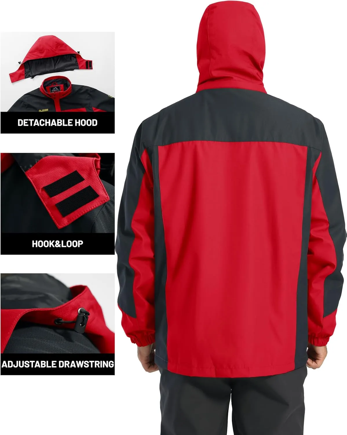 TACVASEN Mens Rain Jackets Water Resistant With Hood Windbreaker Lightweight Zip Jacket Climbing Fishing with Pockets