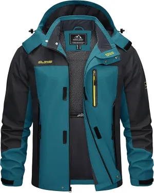 TACVASEN Mens Rain Jackets Water Resistant With Hood Windbreaker Lightweight Zip Jacket Climbing Fishing with Pockets