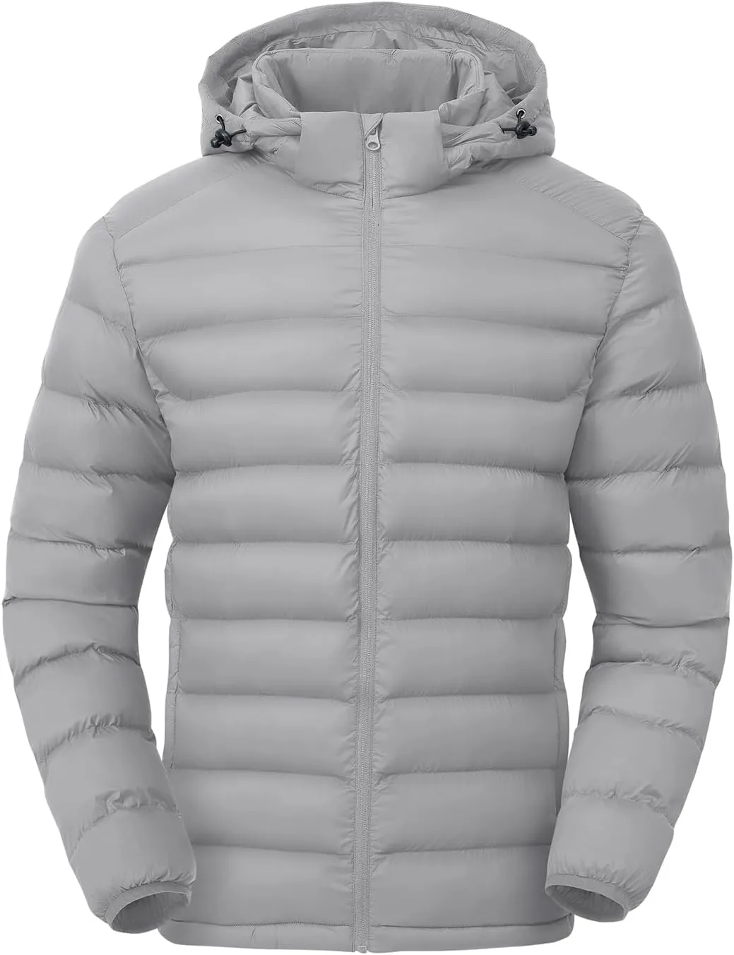 TBMPOY Men's Lightweight Puffer Jackets Detachable Hood Water-Resistant Casual Winter Coat Hooded Insulated for Travel Ski