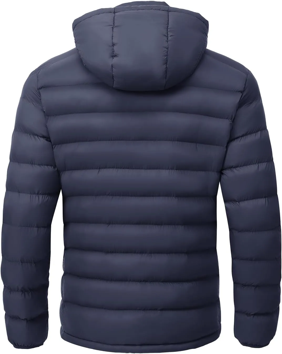 TBMPOY Men's Lightweight Puffer Jackets Detachable Hood Water-Resistant Casual Winter Coat Hooded Insulated for Travel Ski