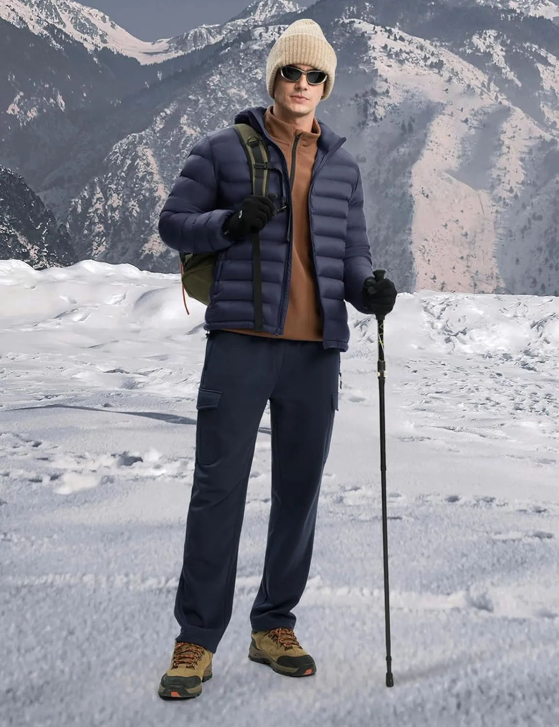 TBMPOY Men's Lightweight Puffer Jackets Detachable Hood Water-Resistant Casual Winter Coat Hooded Insulated for Travel Ski