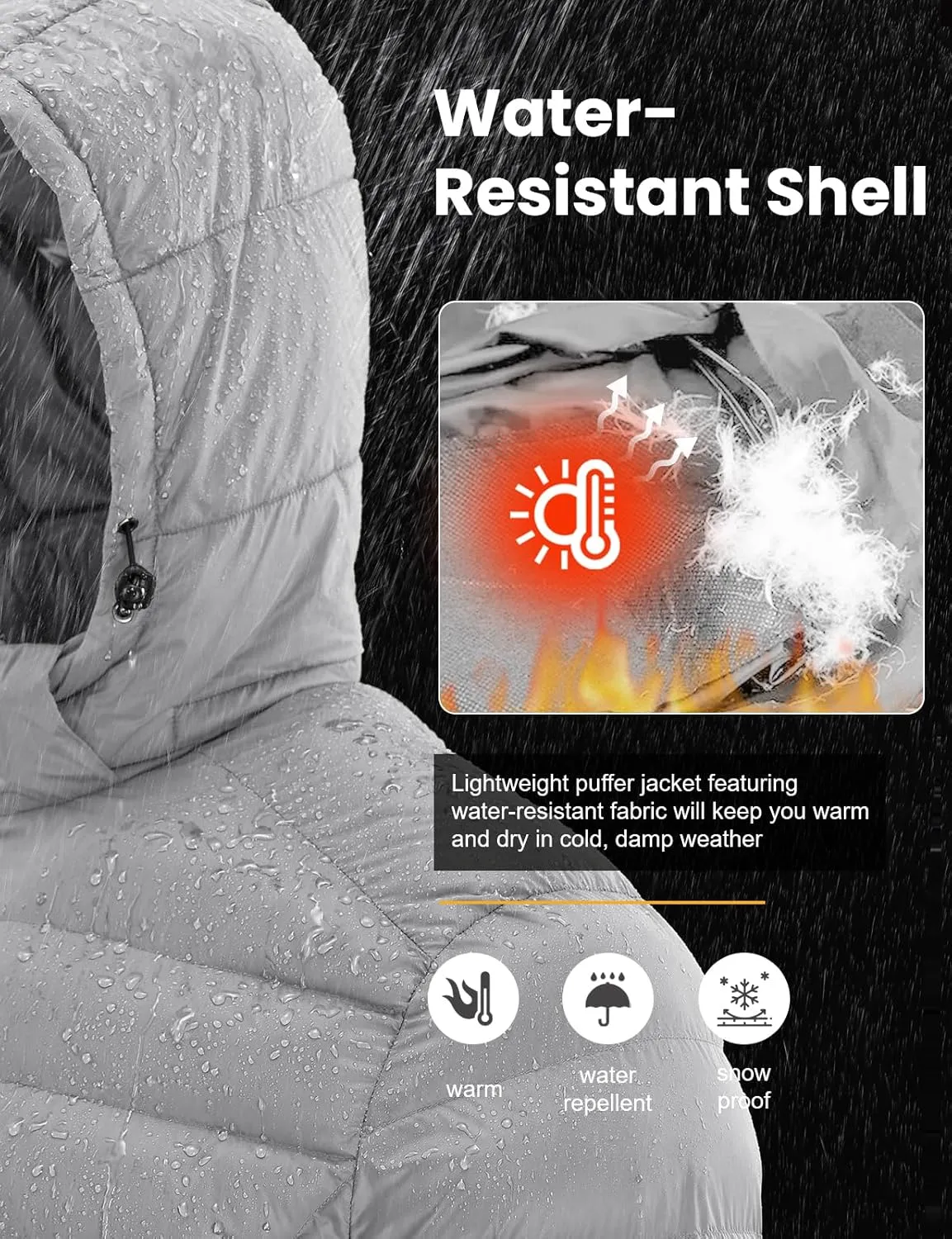 TBMPOY Men's Lightweight Puffer Jackets Detachable Hood Water-Resistant Casual Winter Coat Hooded Insulated for Travel Ski
