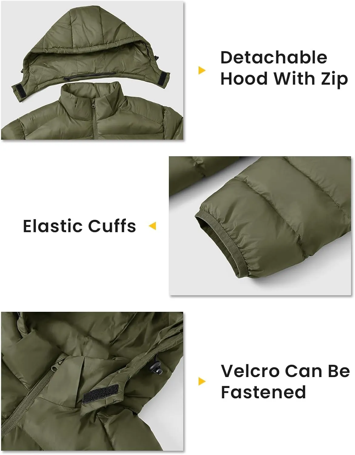 TBMPOY Men's Lightweight Puffer Jackets Detachable Hood Water-Resistant Casual Winter Coat Hooded Insulated for Travel Ski
