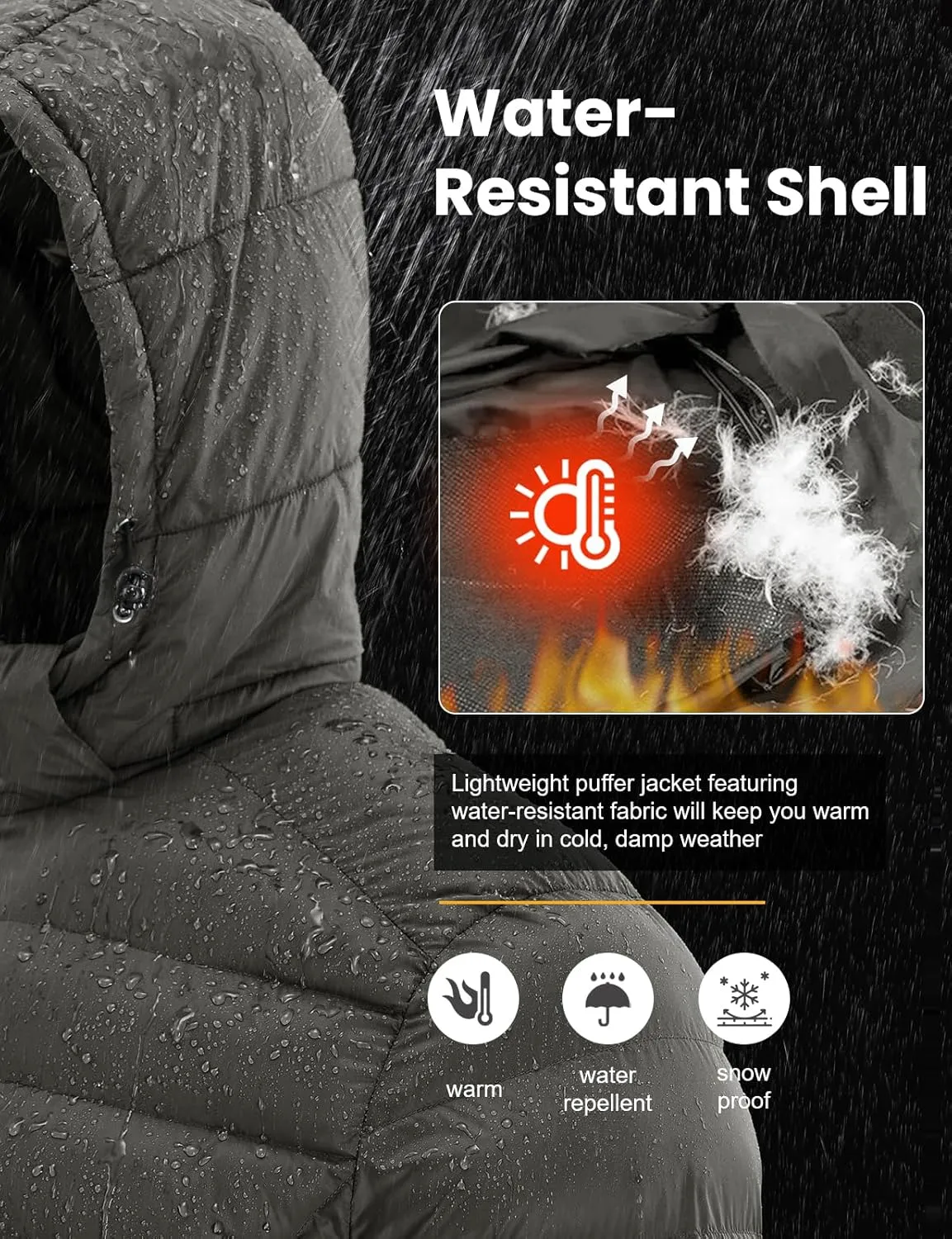 TBMPOY Men's Lightweight Puffer Jackets Detachable Hood Water-Resistant Casual Winter Coat Hooded Insulated for Travel Ski
