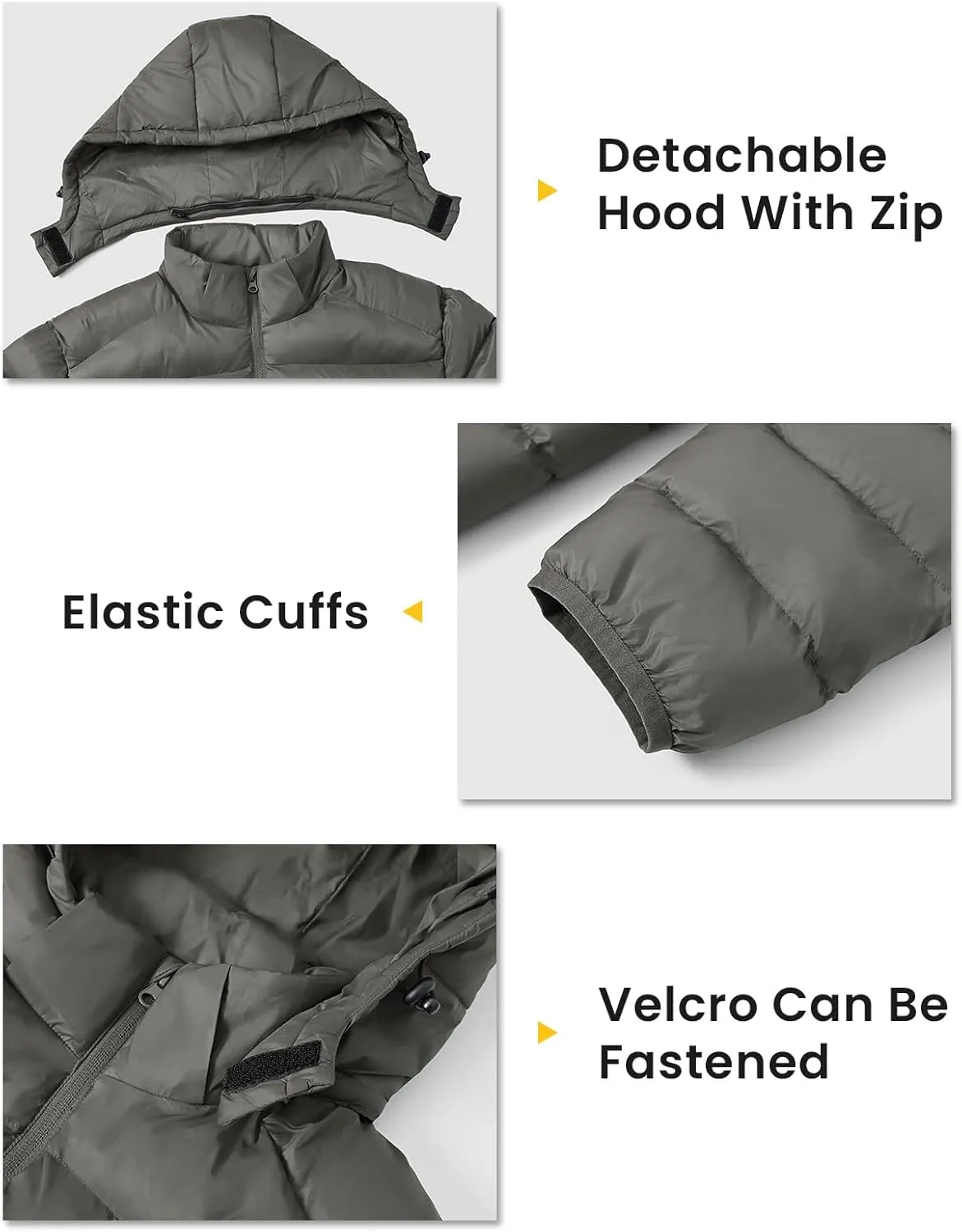 TBMPOY Men's Lightweight Puffer Jackets Detachable Hood Water-Resistant Casual Winter Coat Hooded Insulated for Travel Ski