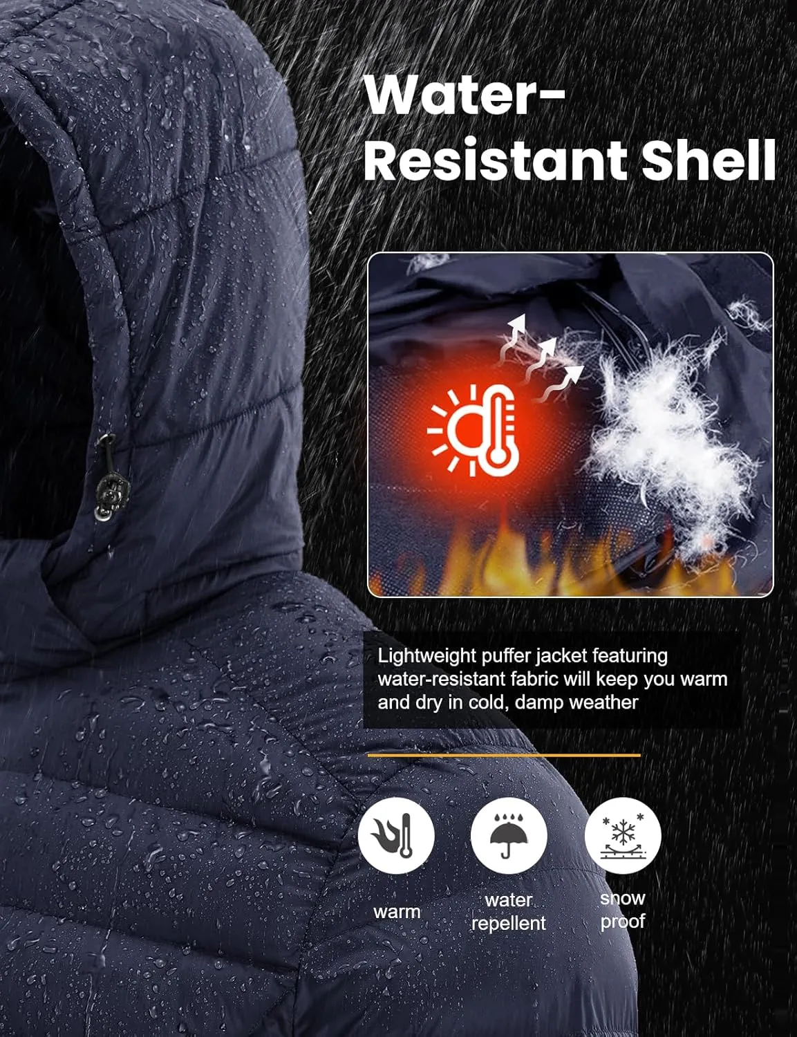 TBMPOY Men's Lightweight Puffer Jackets Detachable Hood Water-Resistant Casual Winter Coat Hooded Insulated for Travel Ski