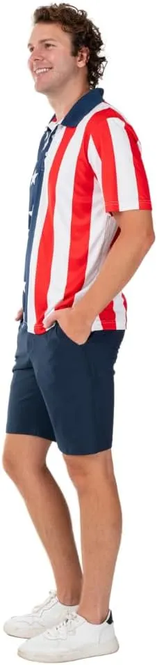 TheFlagshirt Men's Patriotic Performance Golf American Flag Classic Fit Polo Shirt