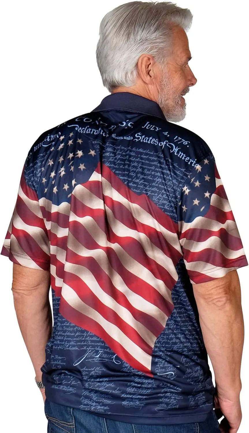 TheFlagshirt Men's Patriotic Performance Golf American Flag Classic Fit Polo Shirt