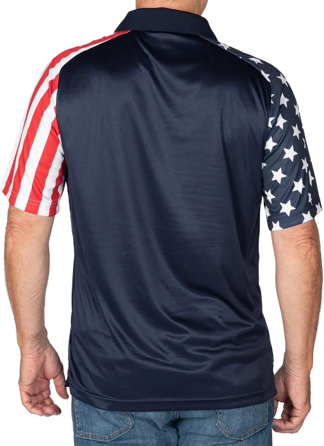 TheFlagshirt Men's Patriotic Performance Golf American Flag Classic Fit Polo Shirt