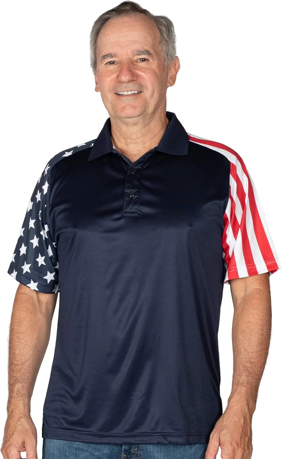 TheFlagshirt Men's Patriotic Performance Golf American Flag Classic Fit Polo Shirt