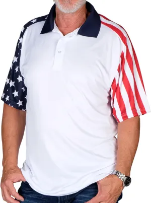 TheFlagshirt Men's Patriotic Performance Golf American Flag Classic Fit Polo Shirt