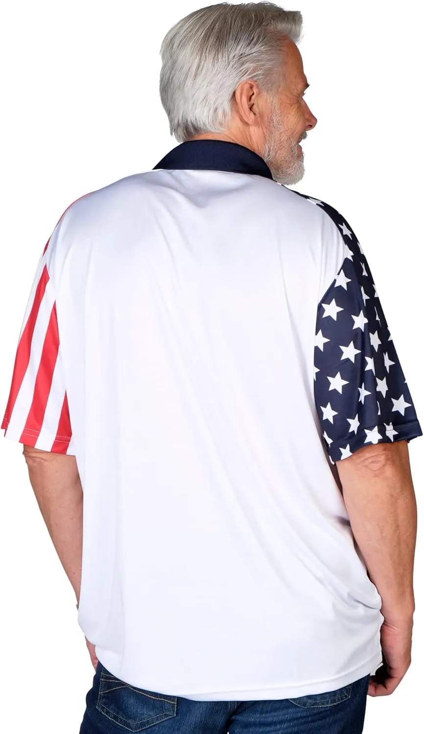 TheFlagshirt Men's Patriotic Performance Golf American Flag Classic Fit Polo Shirt