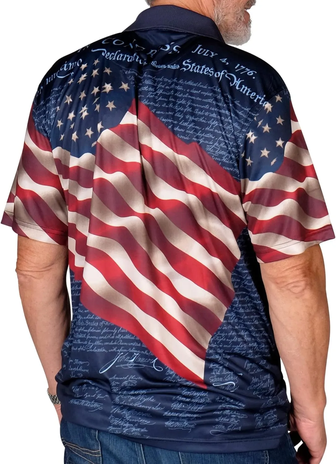 TheFlagshirt Men's Patriotic Performance Golf American Flag Classic Fit Polo Shirt