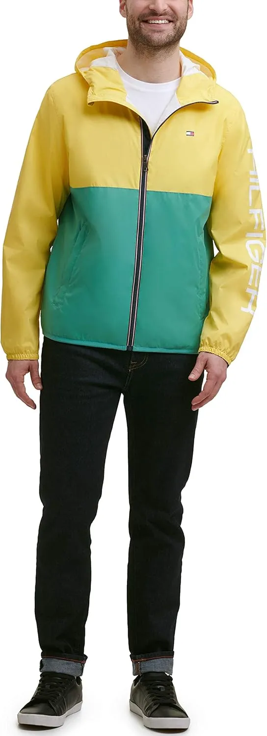 Tommy Hilfiger Men's Lightweight Active Water Resistant Hooded Rain Jacket