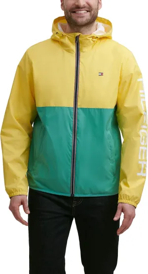 Tommy Hilfiger Men's Lightweight Active Water Resistant Hooded Rain Jacket