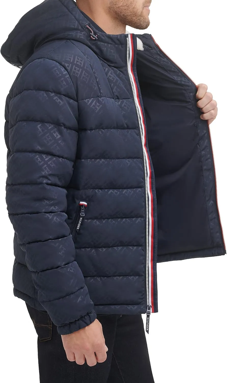 Tommy Hilfiger Men's Midweight Sherpa Lined Hooded Water Resistant Puffer Jacket