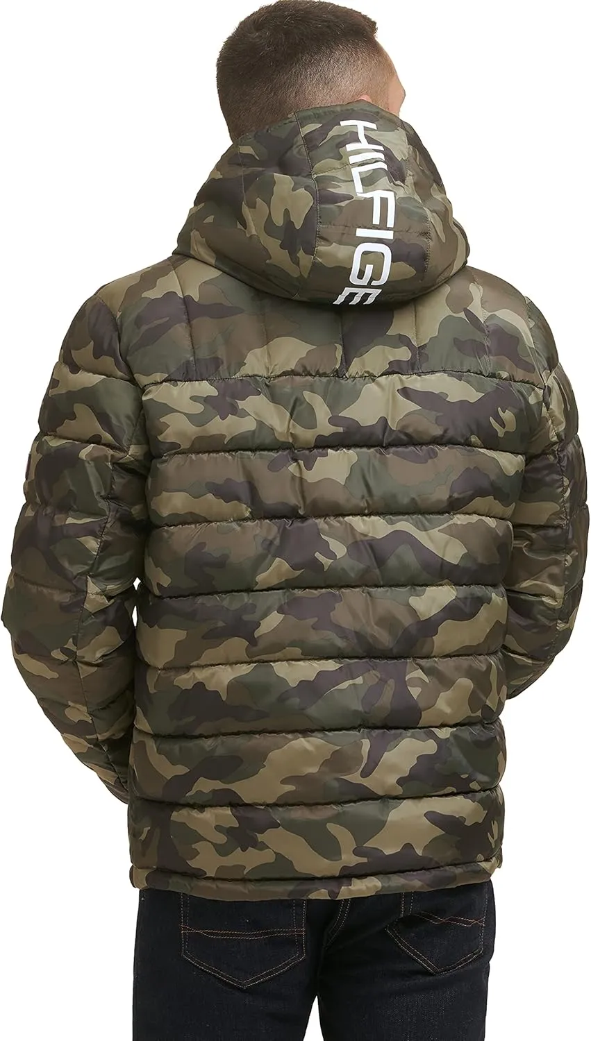 Tommy Hilfiger Men's Midweight Sherpa Lined Hooded Water Resistant Puffer Jacket