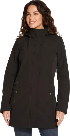 Weatherproof Womens Raincoat Lightweight Softshell Water Resistant Rain Jacket with Detachable Hood