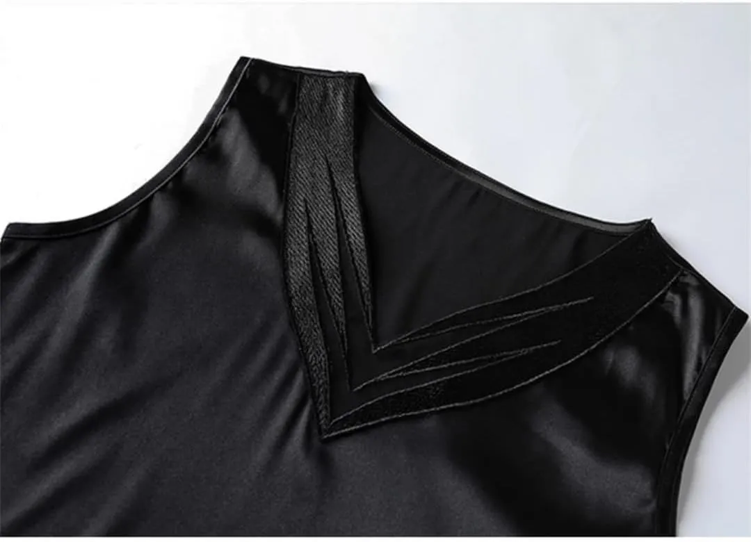 Woman Elegant Silk Satin T-Shirts Summer Camisole Casual Loose Camis Solid Tops for Women